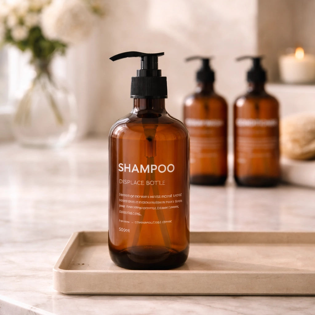3-Piece Waterproof Refillable Shower Dispenser Set with Printed Labels