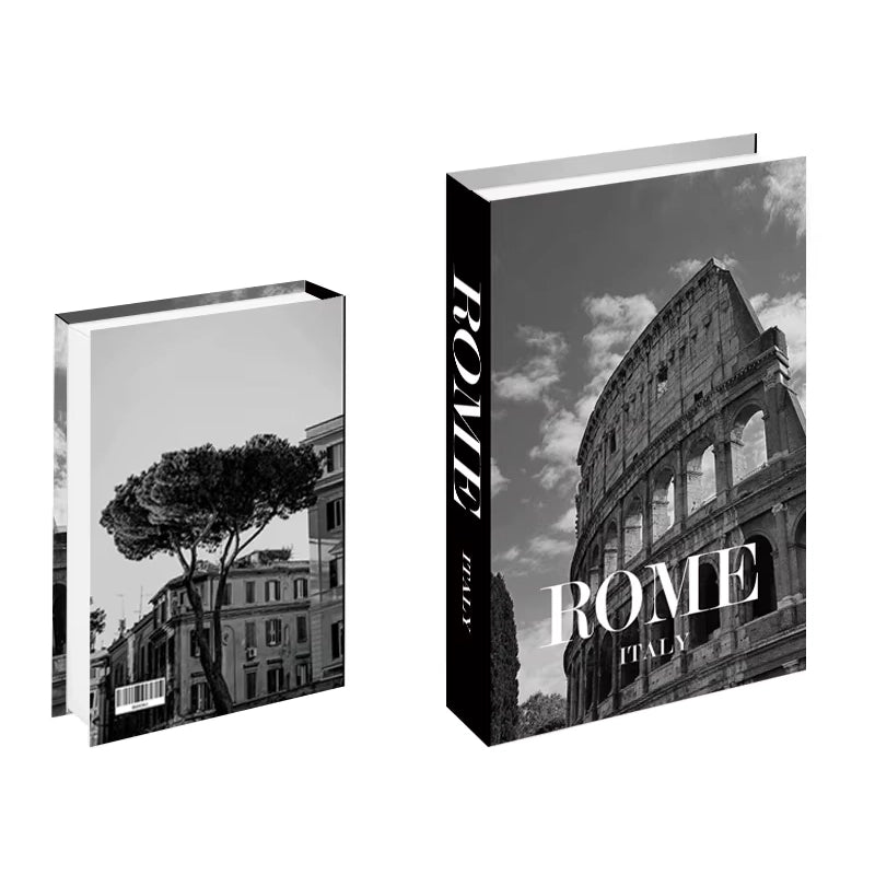 Libros de arte falsos decorativos para interiores contemporáneos