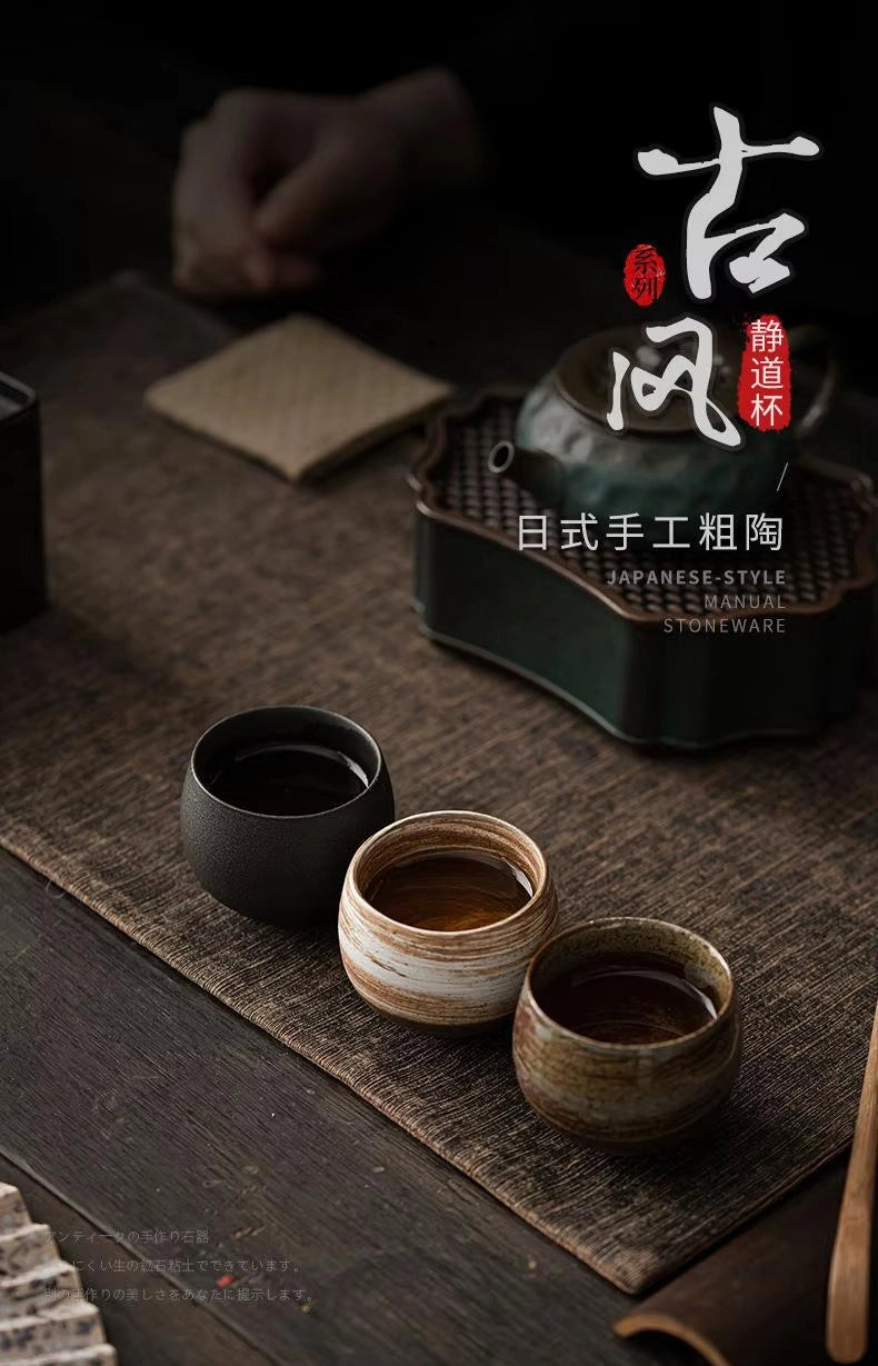 Taza de té de cerámica hecha a mano de estilo japonés Jingdao