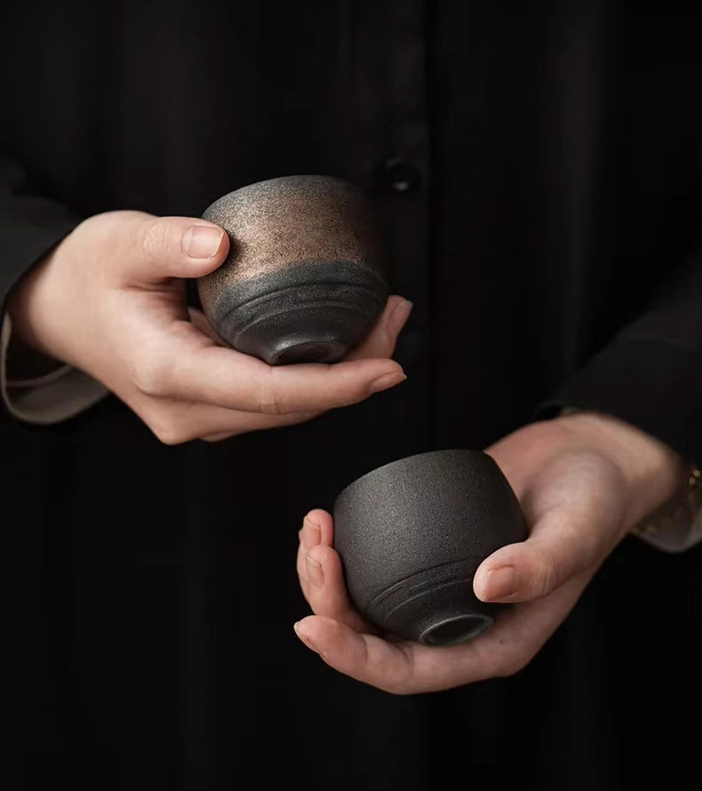 Taza de té de cerámica hecha a mano de estilo japonés Jingdao