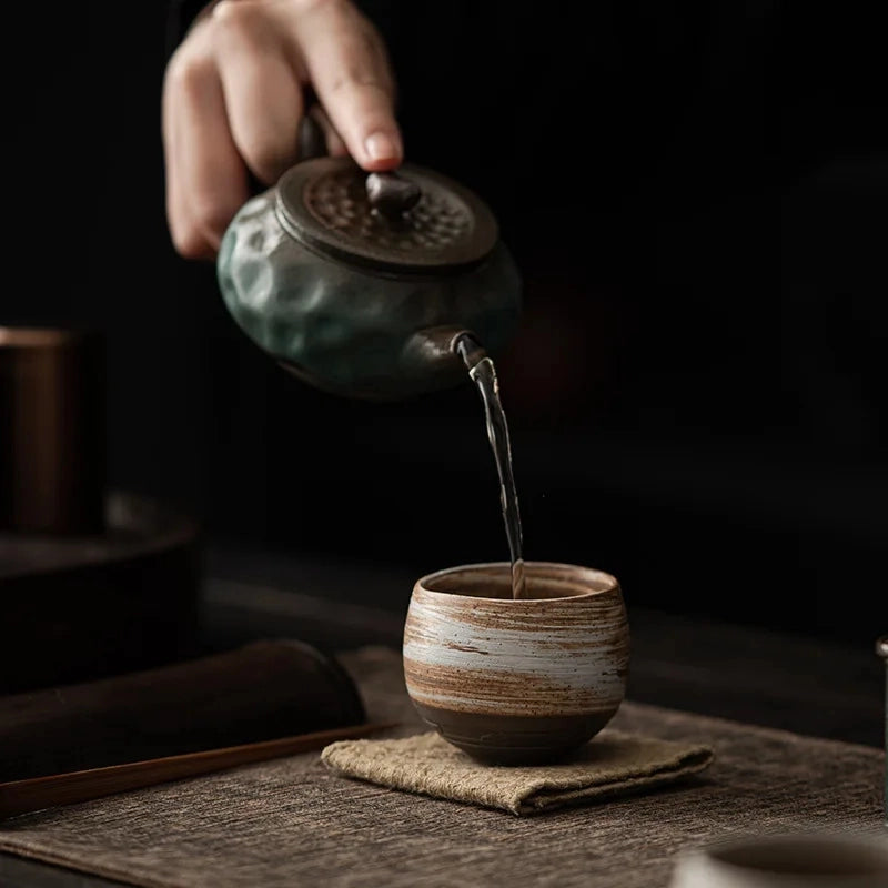 Taza de té de cerámica hecha a mano de estilo japonés Jingdao
