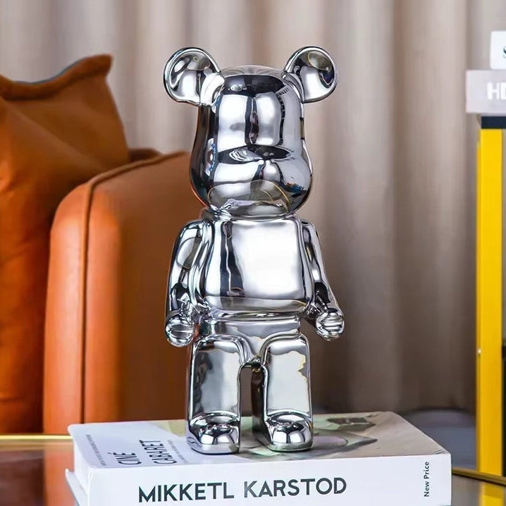 Estatua minimalista de oso de cerámica con función de alcancía