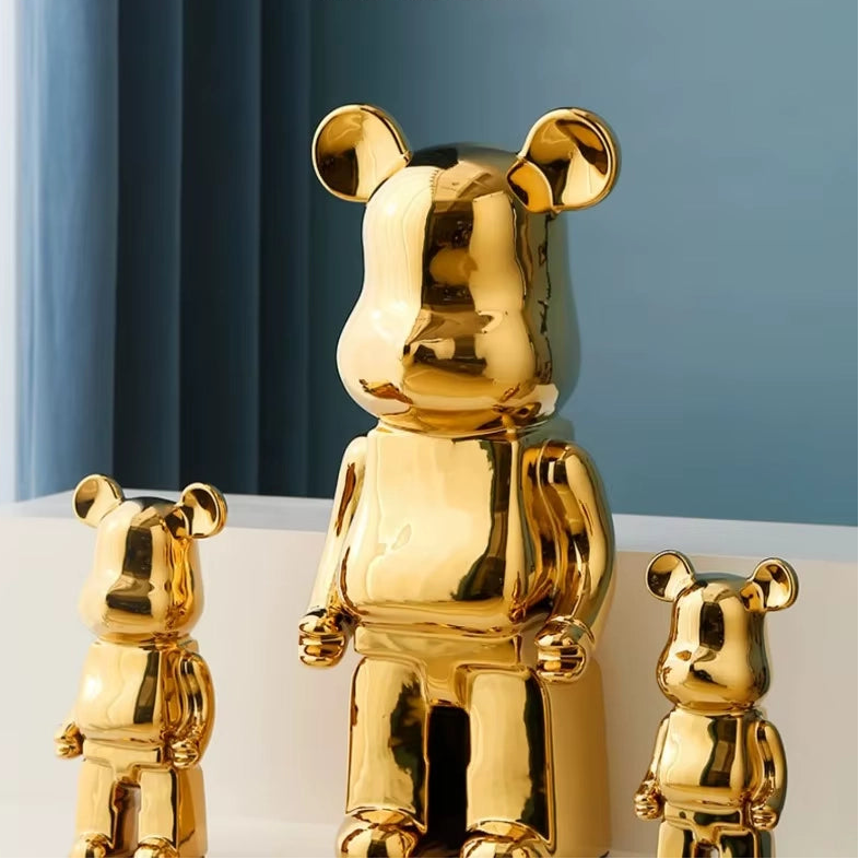 Estatua minimalista de oso de cerámica con función de alcancía