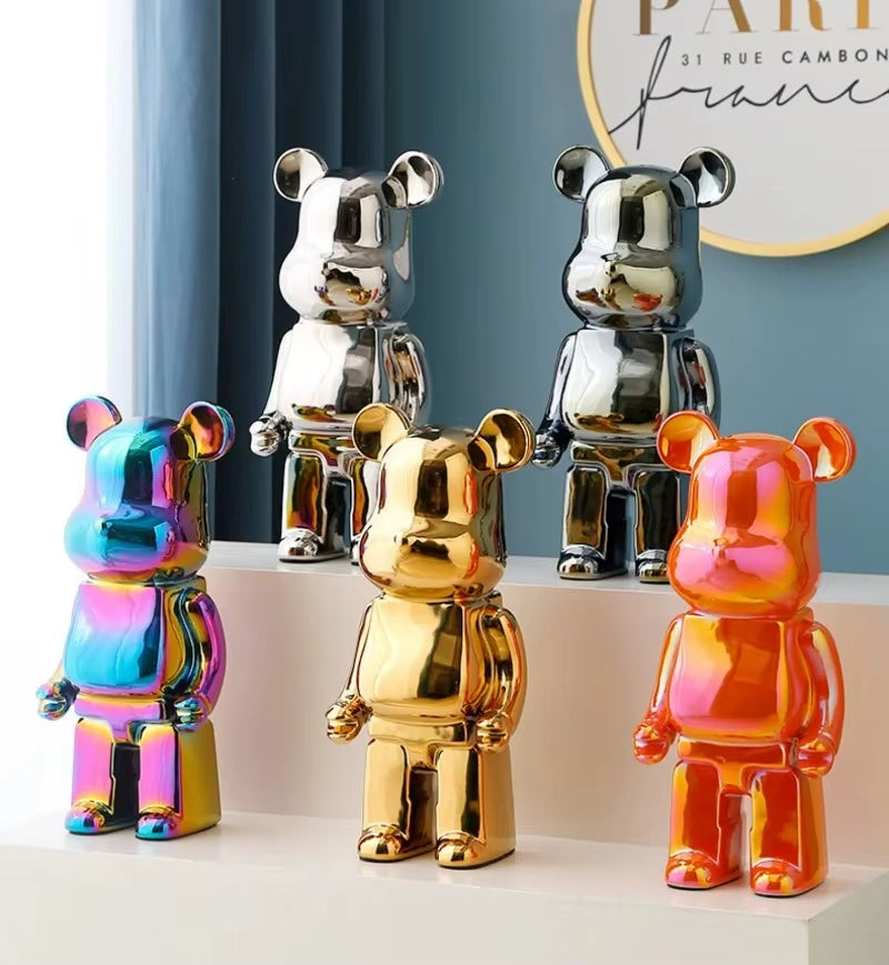 Estatua minimalista de oso de cerámica con función de alcancía