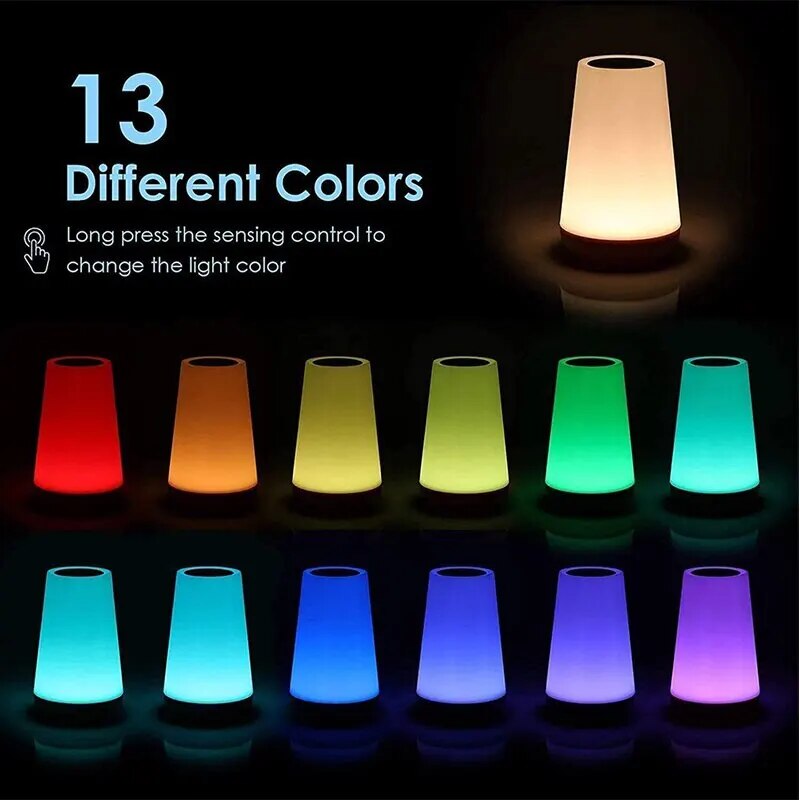 Rechargeable Table Lamp 13 Dimmable Colors