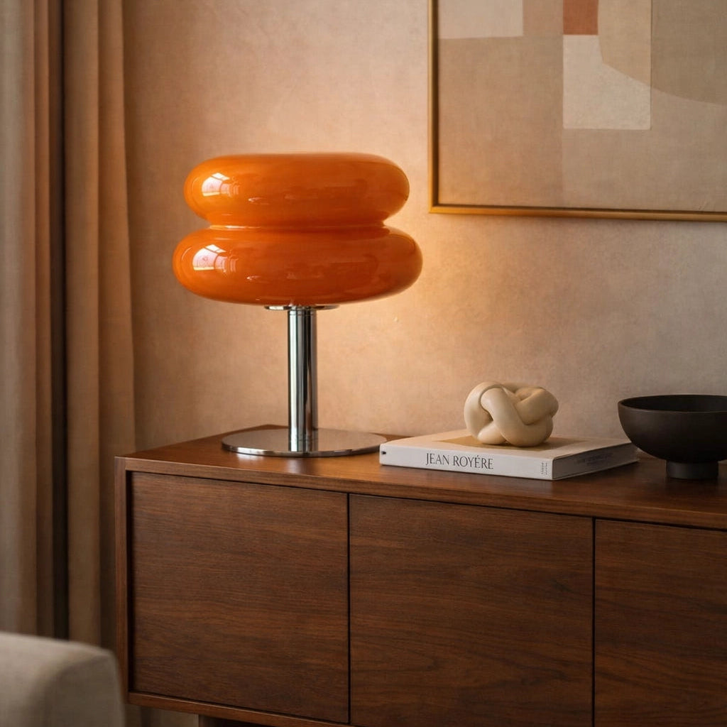 Lámpara de vidrio tricromática con control de intensidad Macaron