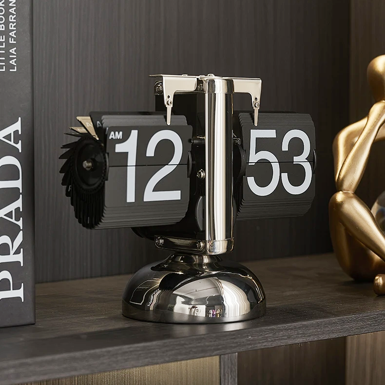 Behome™ Digital Flip Vintage Style Metal Table Clock