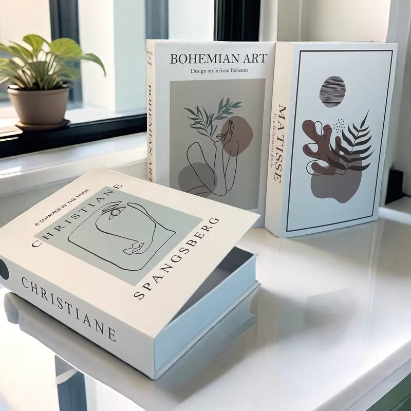 Libros de arte falsos decorativos para interiores contemporáneos