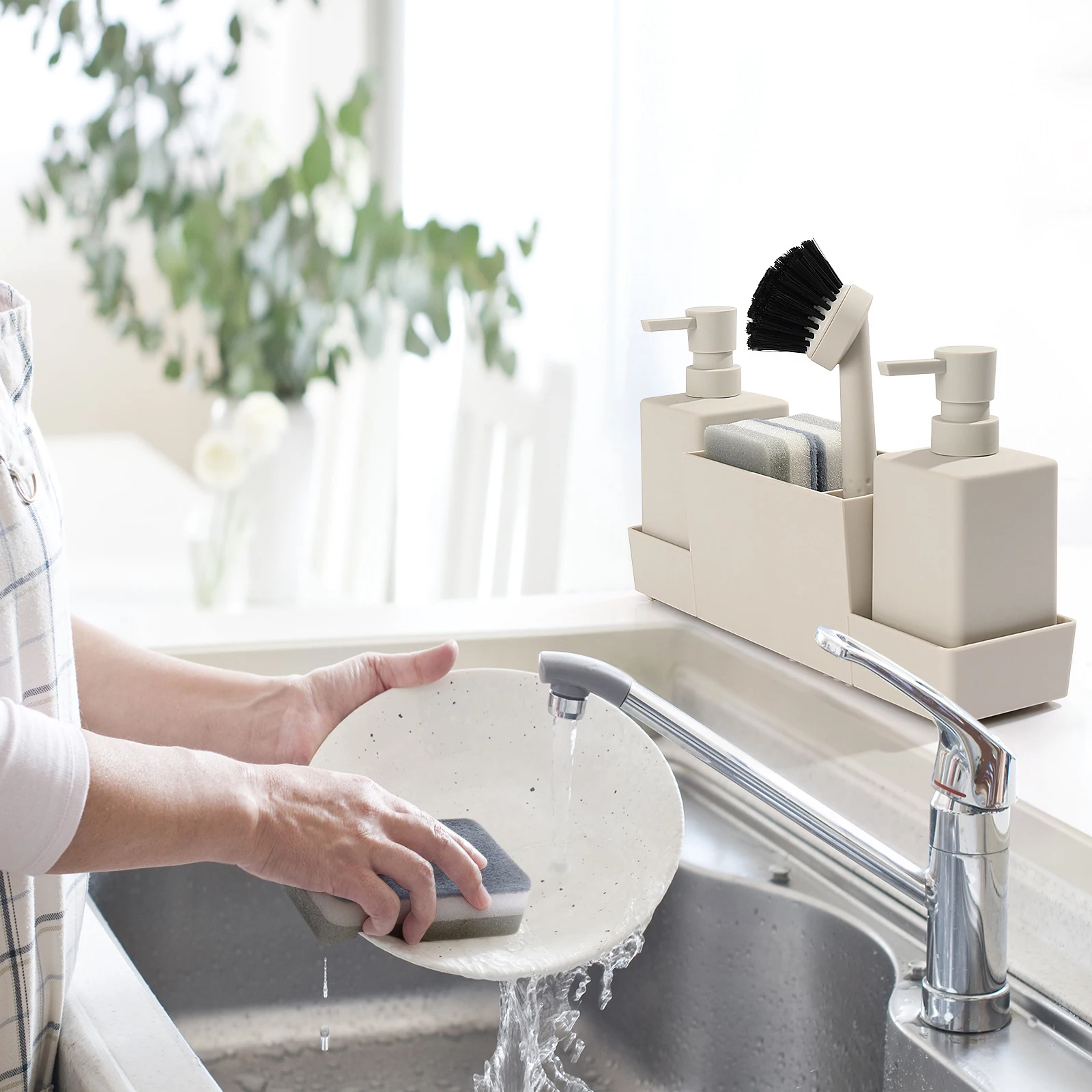 Dispensador de jabón líquido y esponja limpiadora de cocina Eatsy™