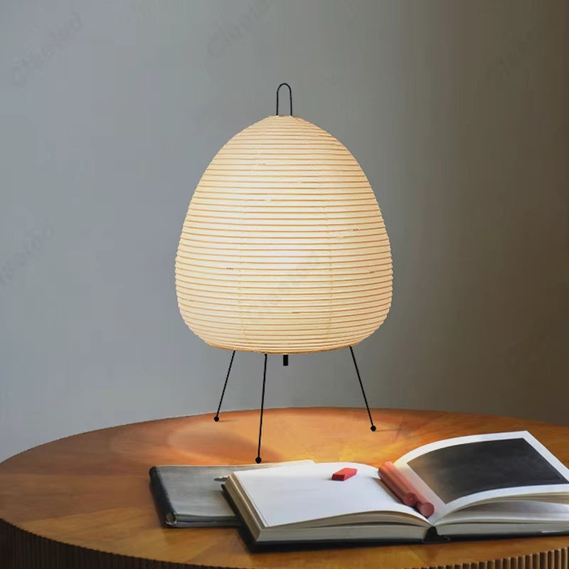 Japanese Lantern-Style Rice Paper Table Lamp