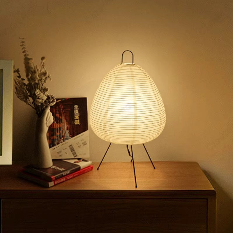 Japanese Lantern-Style Rice Paper Table Lamp
