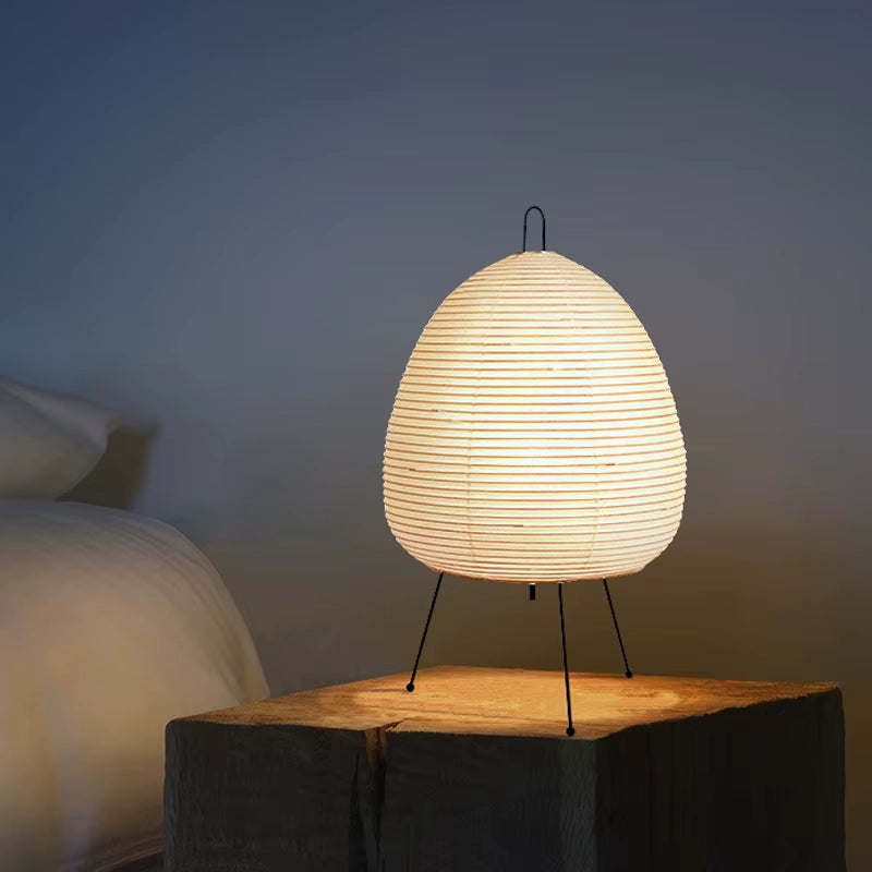 Japanese Lantern-Style Rice Paper Table Lamp