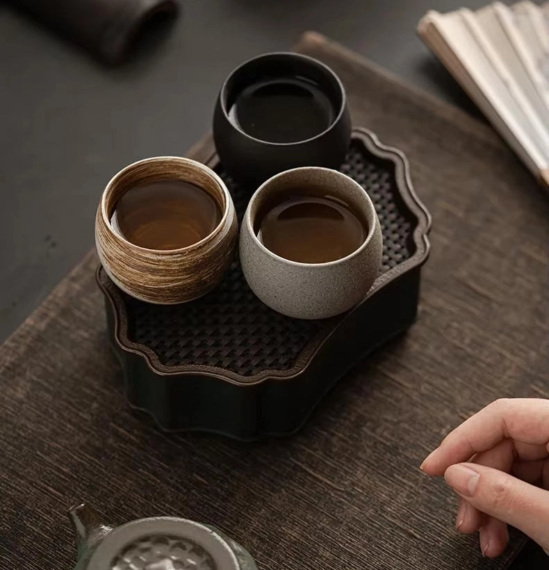 Taza de té de cerámica hecha a mano de estilo japonés Jingdao