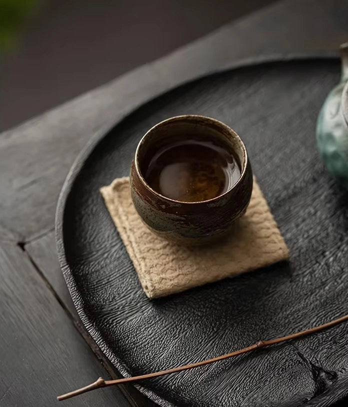 Taza de té de cerámica hecha a mano de estilo japonés Jingdao