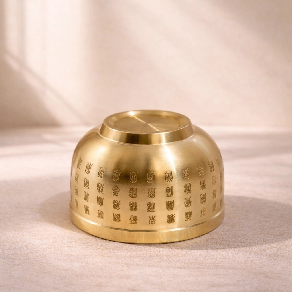 Mini cuenco dorado de Feng Shui de las Cien Bendiciones para la Energía Positiva