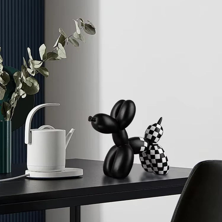 Miniature Black & White Ceramic Balloon Dog Sculpture by Kew Haus™