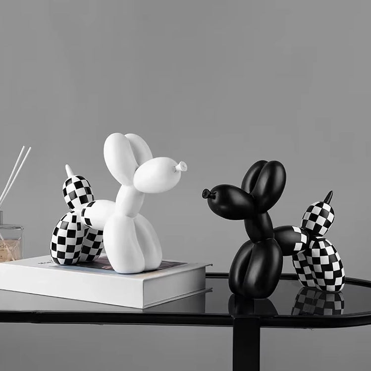 Miniature Black & White Ceramic Balloon Dog Sculpture by Kew Haus™