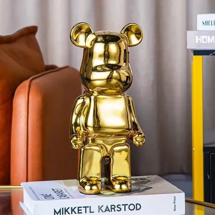 Estatua minimalista de oso de cerámica con función de alcancía