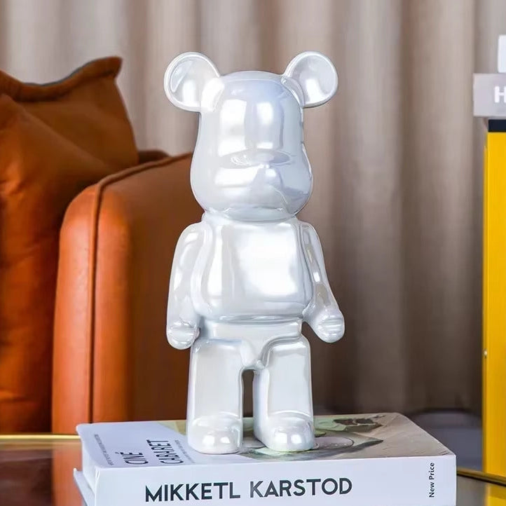 Estatua minimalista de oso de cerámica con función de alcancía