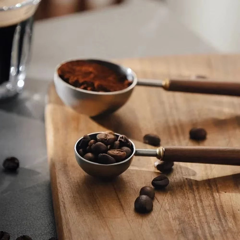 Stainless Steel Coffee Measuring Spoon with Walnut Wood Handle