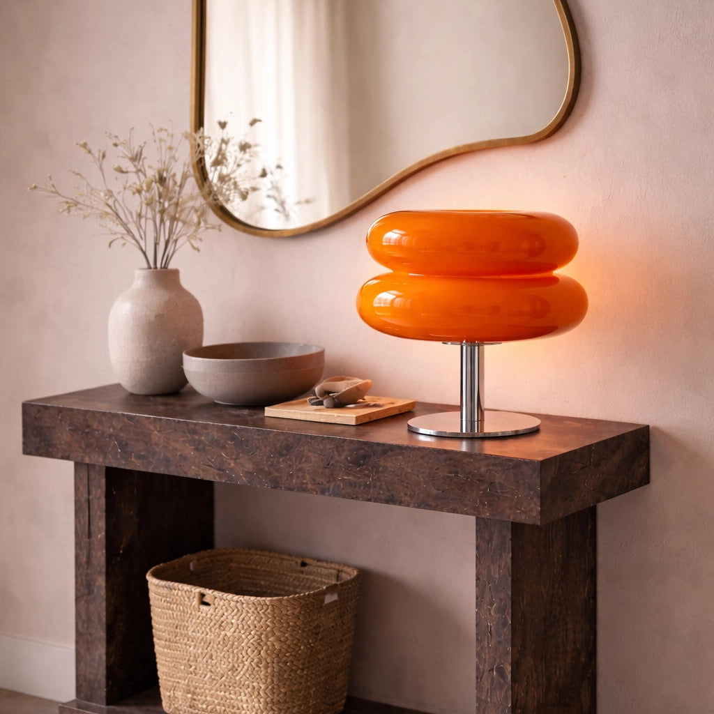 Lámpara de vidrio tricromática con control de intensidad Macaron