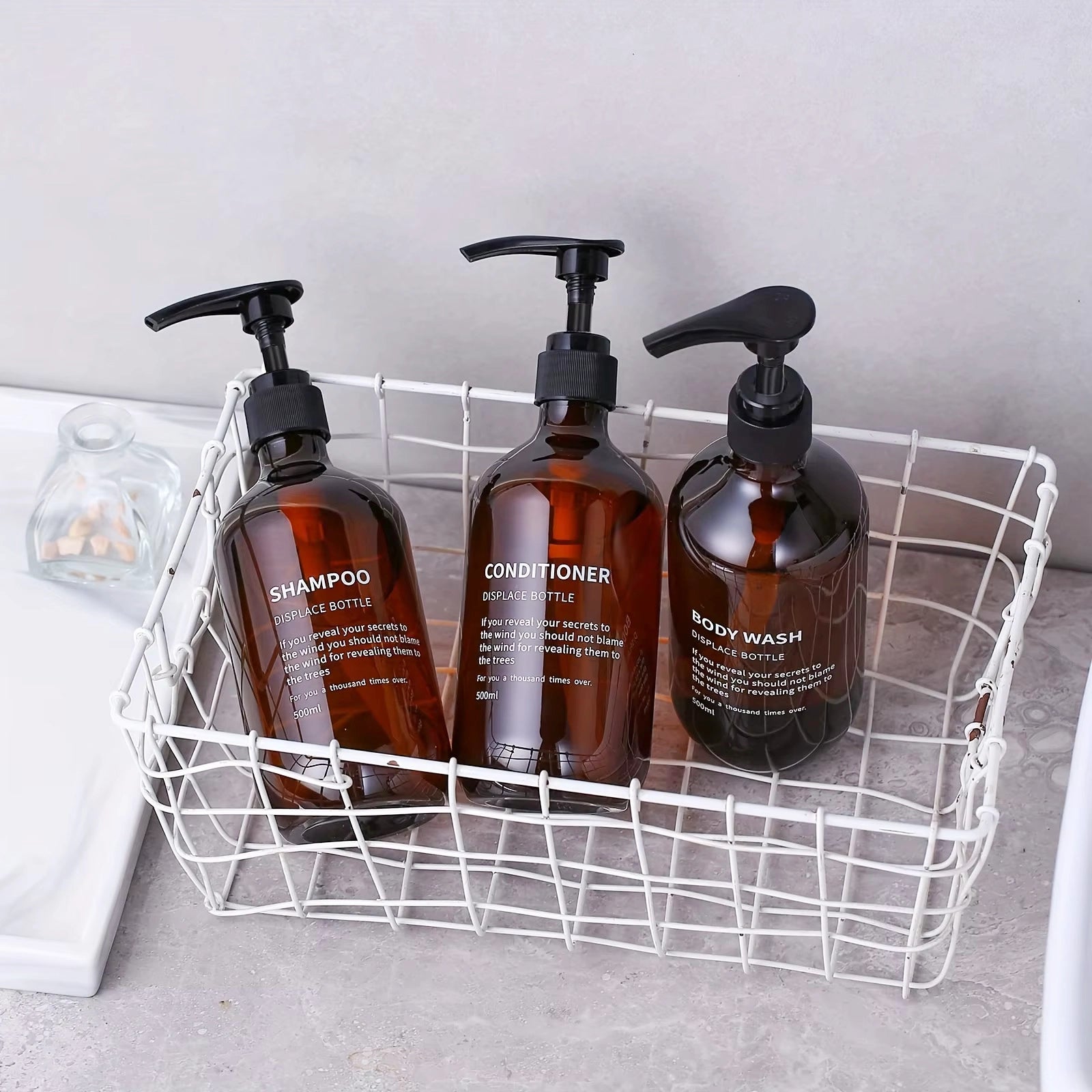 Juego de 3 dispensadores de ducha recargables e impermeables con etiquetas impresas